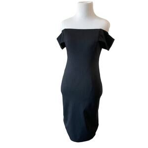 Mason Small Black Dress Off the Shoulder Mini Dress Exposed Zipper LBD Sexy